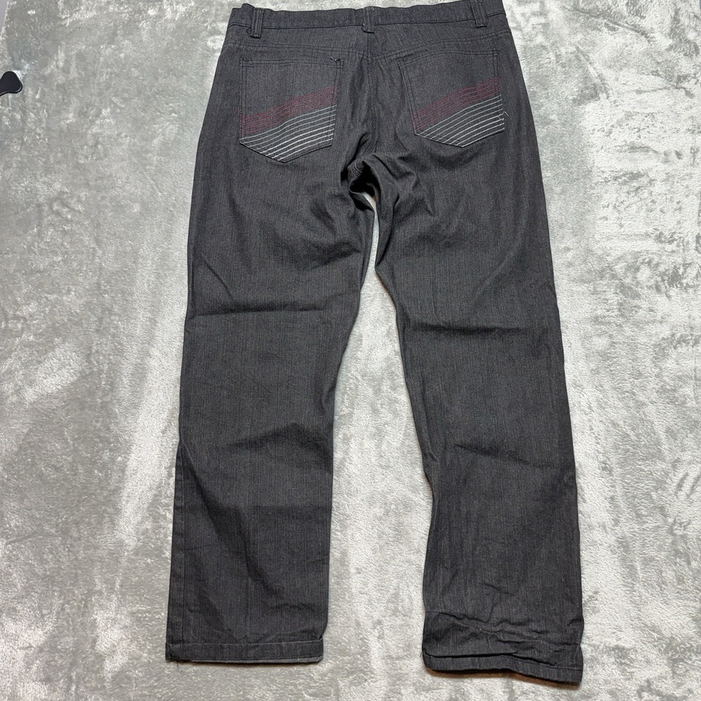 Chams Jeans Mens Sz 36 (38x32) Gray Denim Embroidered Pocket Straight Leg Y2K